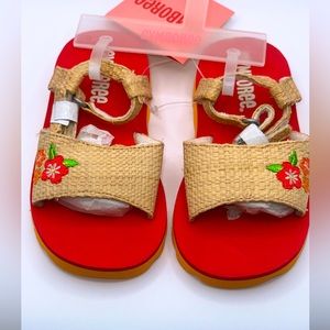 Gymboree NWT TROPICAL PARADISE SIZE 4 infant girl tan red luau sandals VINTAGE